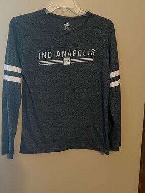 Indianapolis USA Long Sleeve Tee - Dark Heather Gray with White Stripes